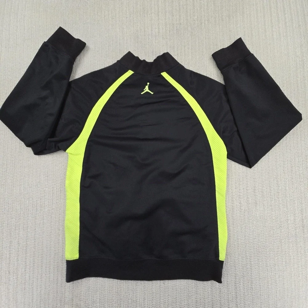 Jordan Track Jacket Youth 10-12 Black Green Full Zip‎ Colorblock Jumpman Logo